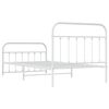 vidaXL Bed Frame White Powder-Coated Steel Twin Bed Frame Rectangular