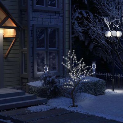 vidaXL Christmas Tree 128 LEDs Cold White Light Cherry Blossom 4 ft