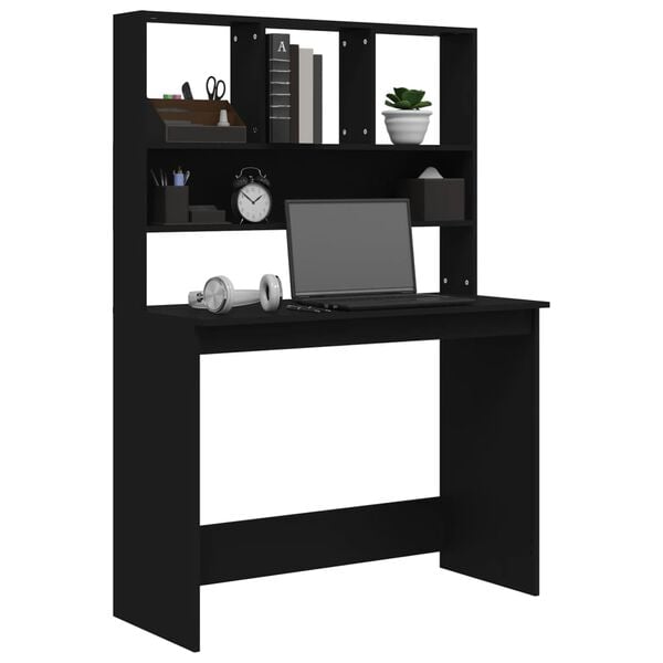 vidaXL Desk Black Engineered Wood Compact Desk Rectangular