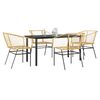 vidaXL 5 Piece Patio Dining Set Brown Poly Rattan Glass