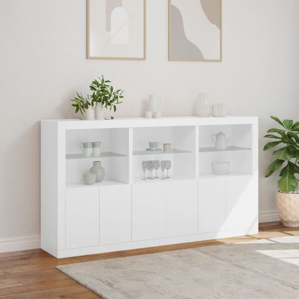 vidaXL Sideboard White Engineered wood, glass Sideboard Rectangular