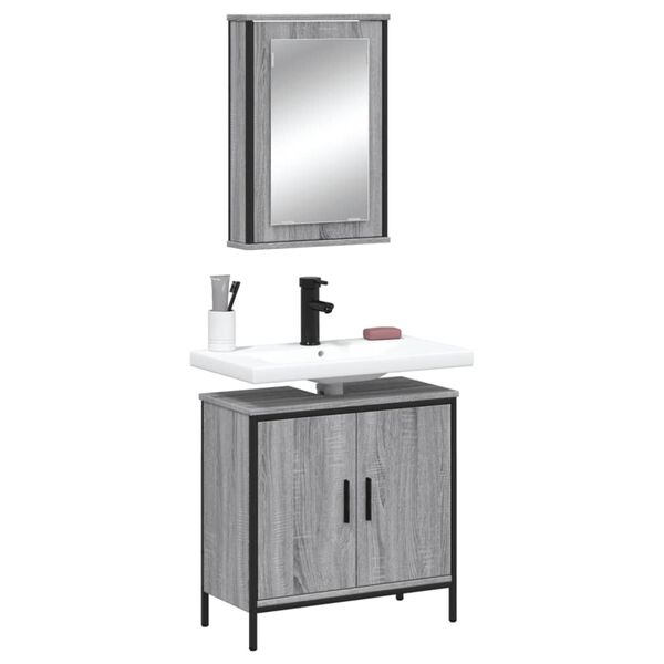 vidaXL Bathroom Furniture Set Gray Sonoma Engineered Wood Medium
