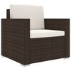 vidaXL Patio Sofa Set of 8 Brown Rattan and Cream White Cushion