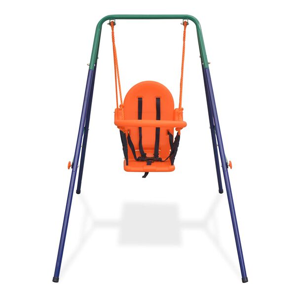 vidaXL Toddler Swing Blue, Green, Orange Steel, Plastic Standard Durable