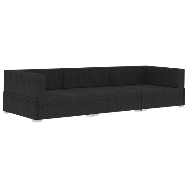 vidaXL Sofa Set Black PE rattan, Powder-coated steel, Polyester