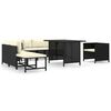 vidaXL Garden Lounge Set Black PE Rattan, Powder-Coated Steel, Polyester