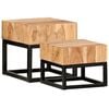 vidaXL Side Table Set of 2 Natural and black Solid Acacia Wood Small