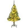 vidaXL Artificial Christmas Tree Green and white PET, metal Medium