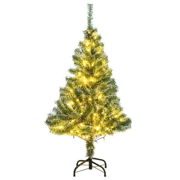 vidaXL Artificial Christmas Tree Green and white PET, metal Medium
