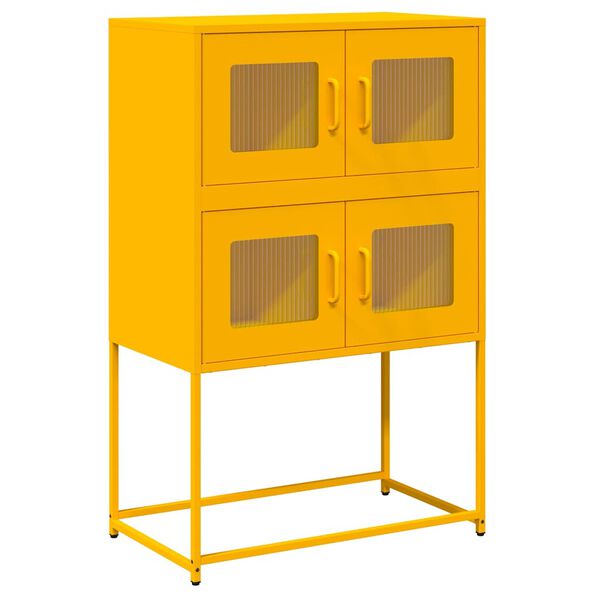 vidaXL Highboard Mustard Yellow Cold-Rolled Steel Highboard Rectangular