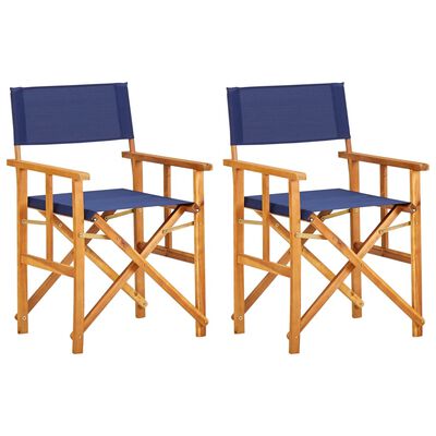 vidaXL Director's Chairs 2 pcs Solid Acacia Wood Blue