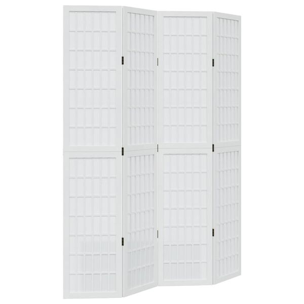 vidaXL Room Divider 4 Panels White Solid Wood Paulownia
