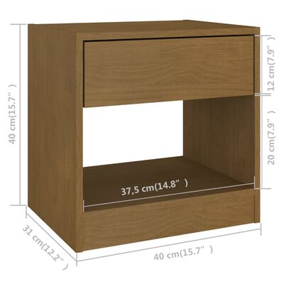 vidaXL Bedside Cabinet Honey Brown 15.7"x12.2"x15.7" Solid Wood Pine