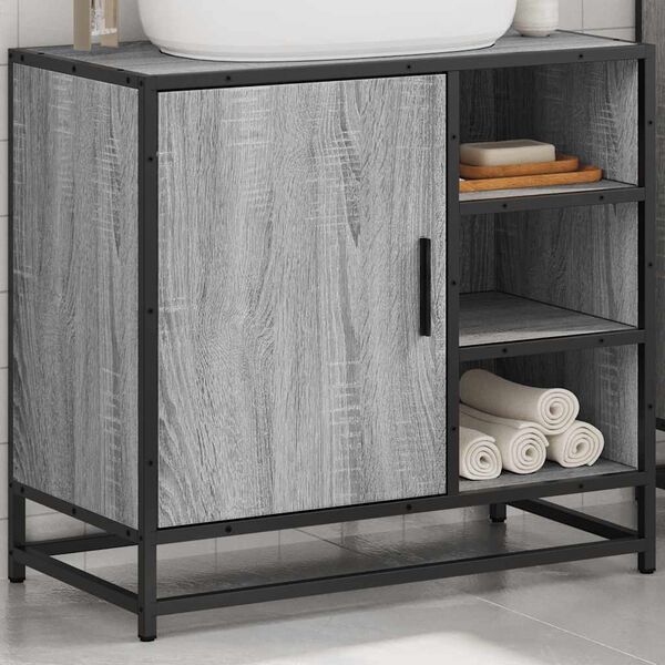 vidaXL Bathroom Sink Cabinet Grey Sonoma Engineered wood, Metal