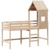 vidaXL Loft Bed Natural Wood Solid Pine Wood Twin Loft Bed Rectangular