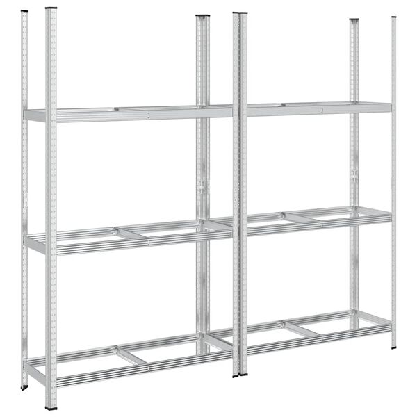 vidaXL 3-Layer Tyre Shelves 2 pcs Silver 43.3x15.7x78.7" Steel