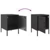 vidaXL Bedside Cabinet Set of 2 Black Steel Medium Adjustable Feet