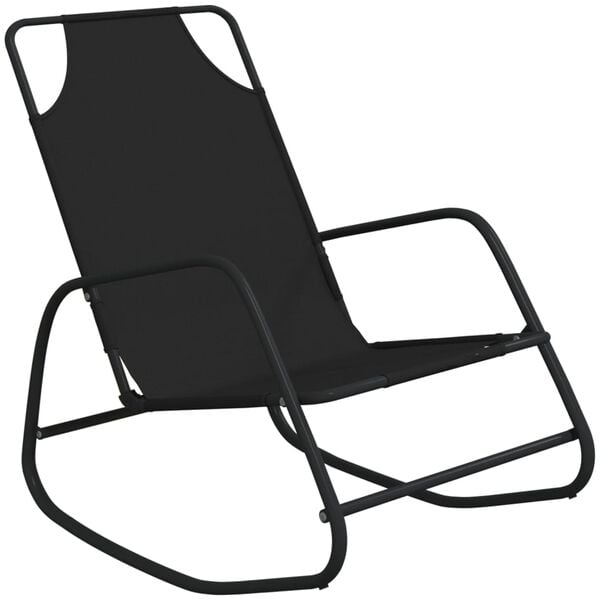 vidaXL Sun Lounger Set of 2 Black Powder-coated steel, textilene