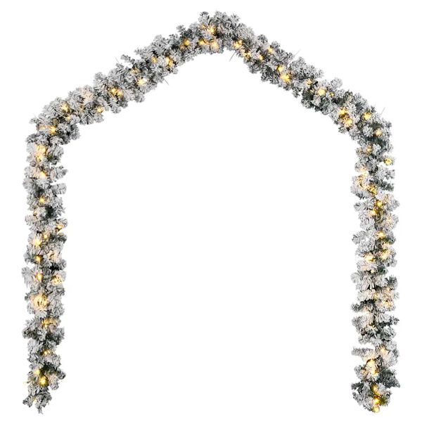 vidaXL Christmas Garland Green with white snow effect PVC Extra Long