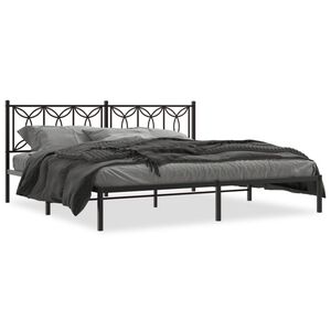 vidaXL Bed Frame Black Steel Full Bed Frame Rectangular Modern