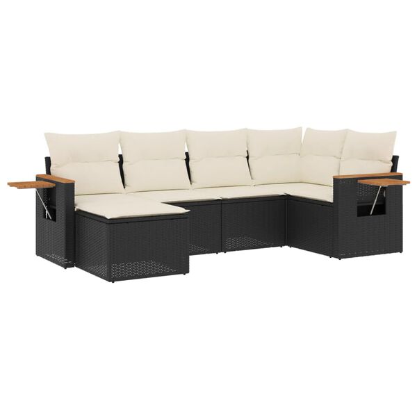 vidaXL Garden Sofa Set Black, Cream white