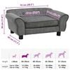 vidaXL Dog Sofa Dark Grey Plush (80% polyester, 20% cotton), solid fir wood