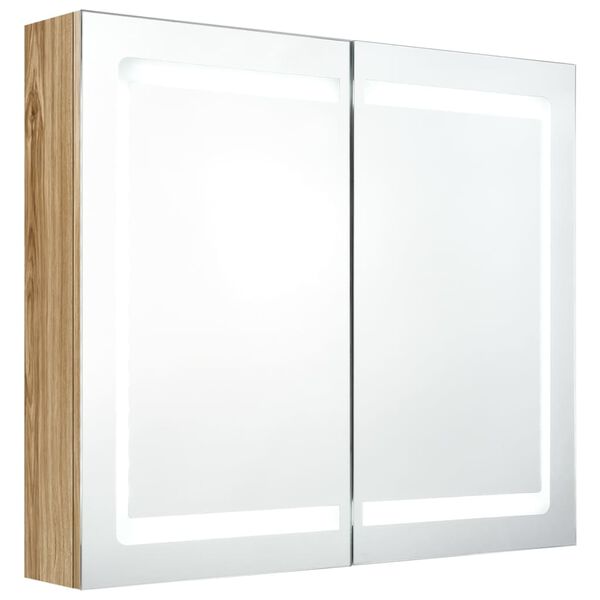 vidaXL Bathroom Cabinet Oak MDF with melamine finish, glass Medium
