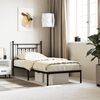 vidaXL Bed Frame Black Powder-Coated Steel 31.5 x 79 in Bed Frame