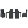 vidaXL Garden Dining Set with Cushion 7 pcs Black Poly Rattan