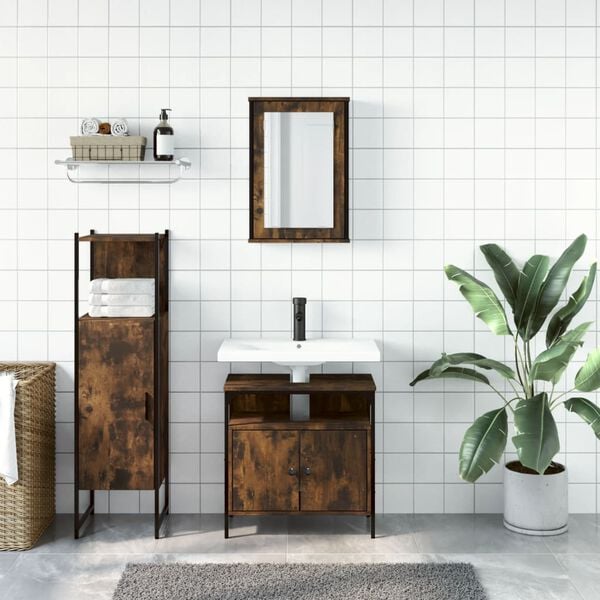 vidaXL Bathroom Furniture Set Smoked oak