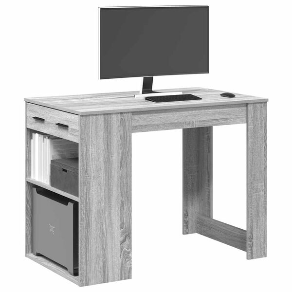vidaXL Desk Grey Sonoma Engineered Wood 40.2x24.4x30.5 in Desk