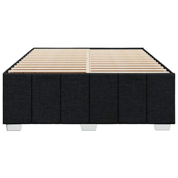 vidaXL Bed Frame Black Polyester, plywood, engineered wood, solid pine wood