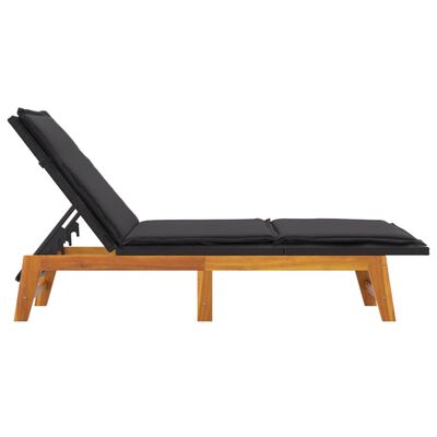 vidaXL Sun Loungers with Cushions 2 pcs Poly Rattan and Solid Wood Acacia