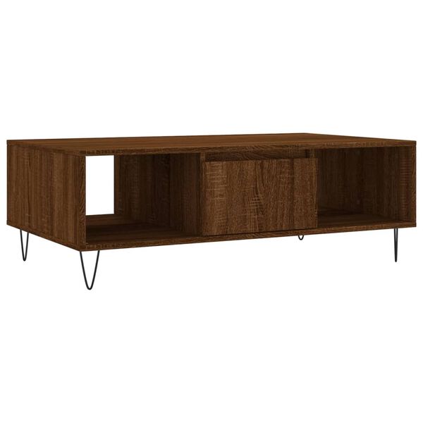 vidaXL Coffee Table Brown oak Engineered wood, iron 41.0 x 23.6 x 13.8 in
