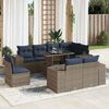 vidaXL 9 Piece Patio Sofa Set with Cushions Gray Poly Rattan Acacia