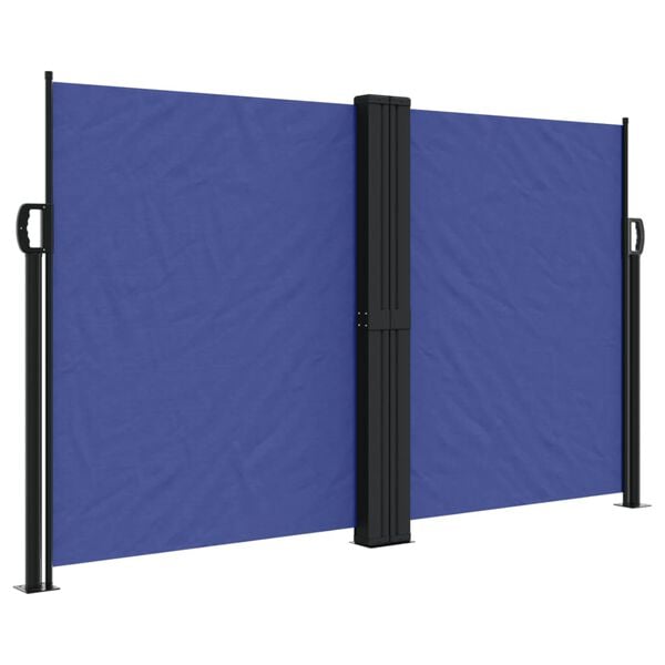 vidaXL Retractable Side Awning Blue Polyester with PU coating and Steel