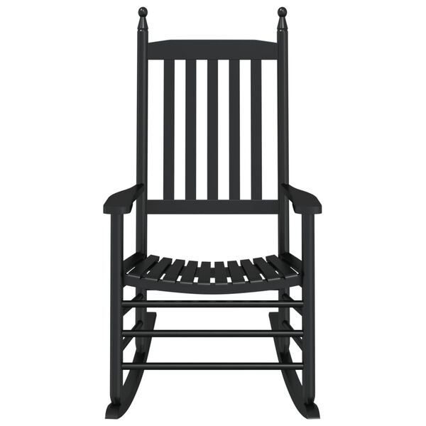 vidaXL Rocking Chair Black Solid Poplar wood Standard Ergonomic
