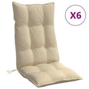 vidaXL Highback Chair Cushion Set of 6 Beige