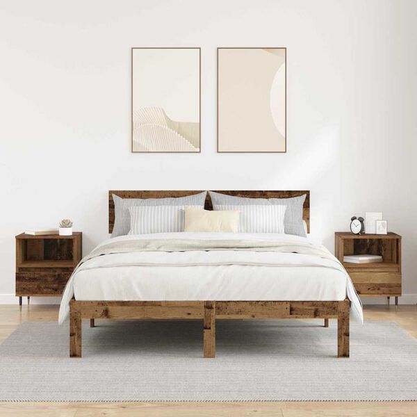 vidaXL Bedside Cabinet 2 pcs Old Wood 15.75 x 13.78 x 19.69 in