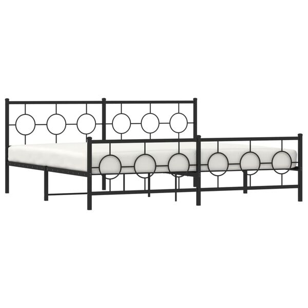 vidaXL Bed Frame Black Powder-Coated Steel Full Bed Frame Rectangular