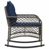 vidaXL Patio Rocking Chair with Cushions Gray Poly Rattan