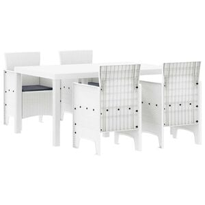 vidaXL Garden Dining Set 5 pcs White Polt rattan