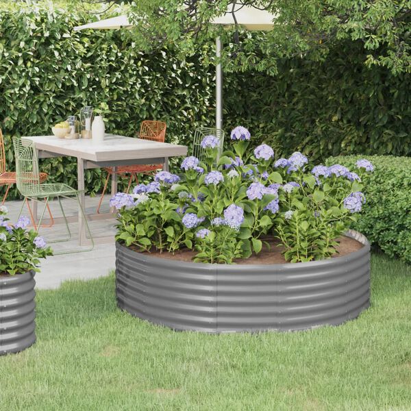 vidaXL Patio Raised Bed Galvanised Steel 140x140 x 14.2 " Grey