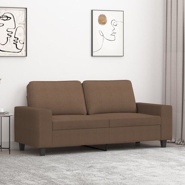 vidaXL 2-Seater Sofa Brown Polyester Fabric, Metal, Textilene Medium