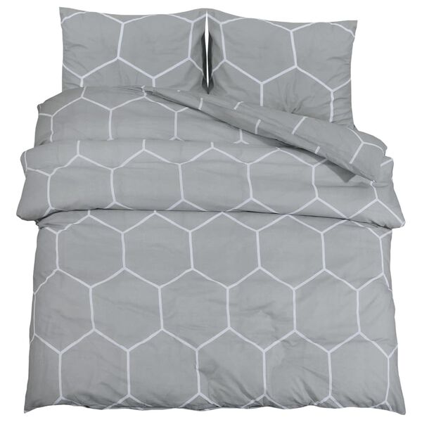 vidaXL Duvet Cover Set Grey 100% Cotton 55 x 79 in Duvet Cover Set