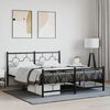 vidaXL Bed Frame Black Steel Queen Bed Frame Rectangular Industrial