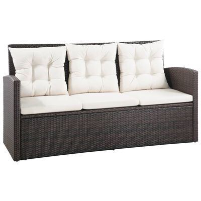 vidaXL 5 Piece Patio Lounge Set with Cushions Poly Rattan Brown