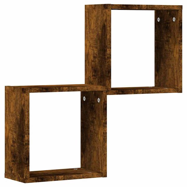 vidaXL Wall Cube Shelf Set of 2 Smoked oak Engineered wood