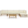 vidaXL Garden Lounge Set Cream White Bamboo, 100% Polyester Medium
