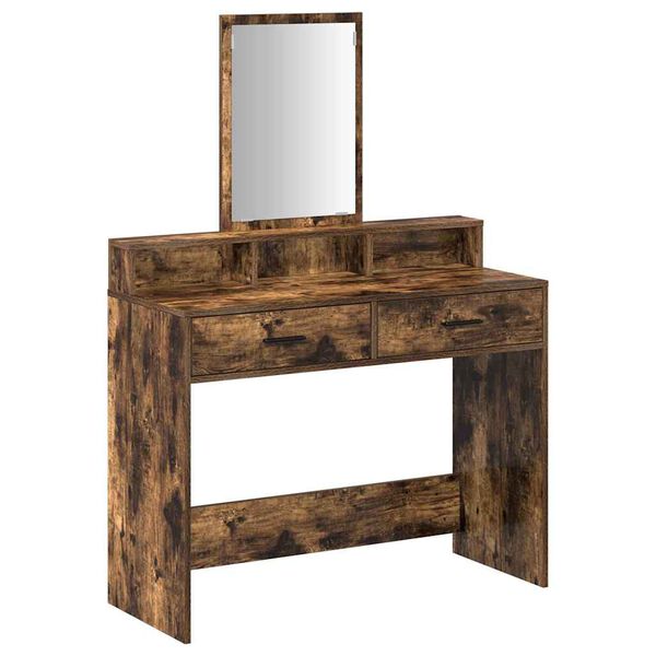 vidaXL Dressing Table with Drawer Smoked Oak 39.37 x 16.14 x 55.12 in